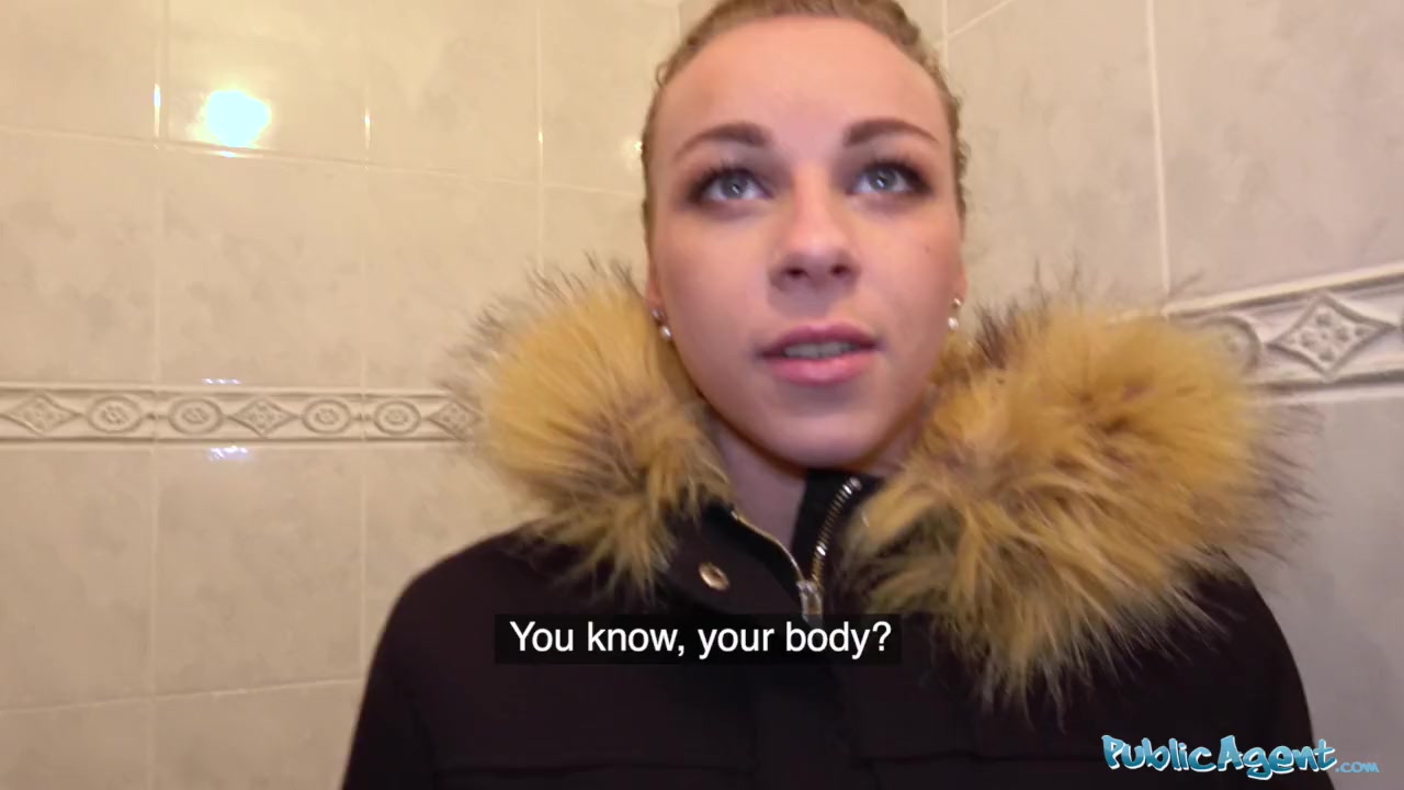 Public Agent Multiple orgasms as tight pussy stretched in public toilet