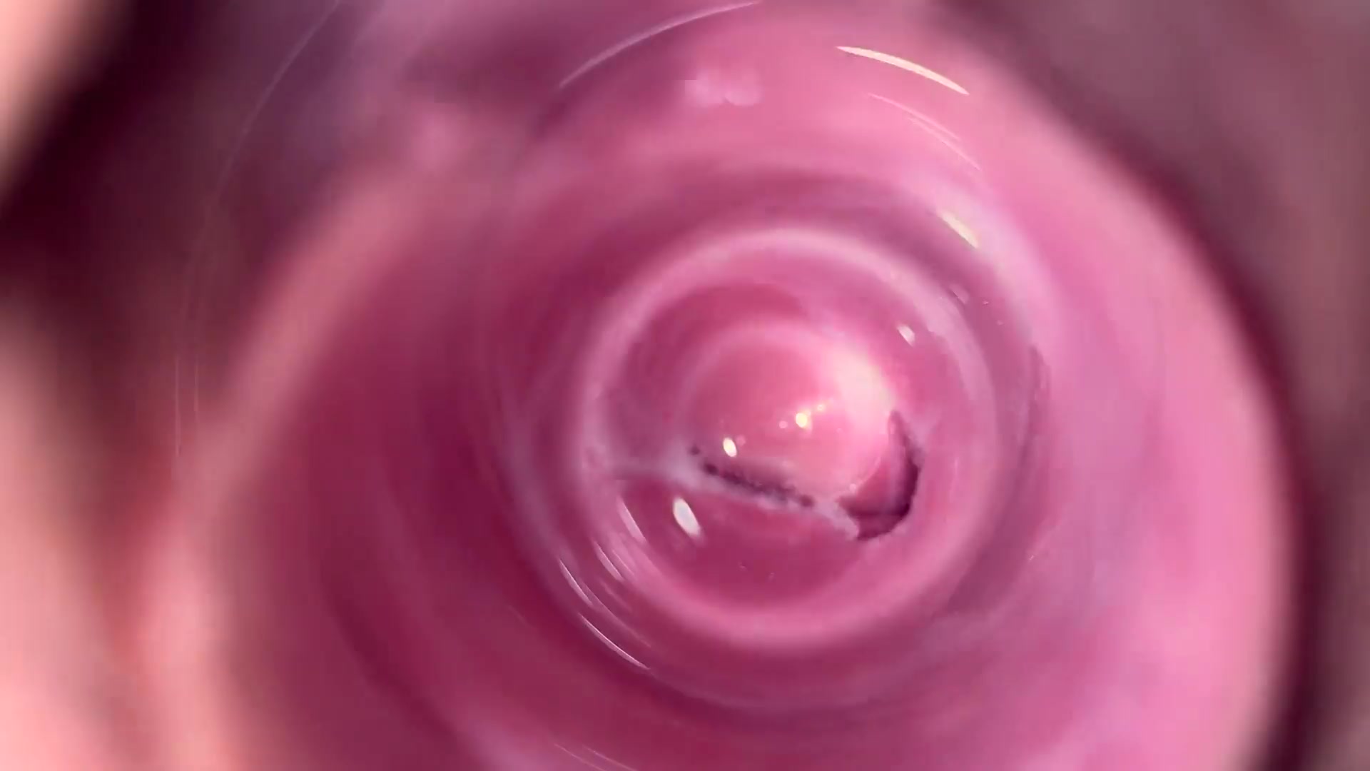 Camera deep inside Mia's teen creamy pussy