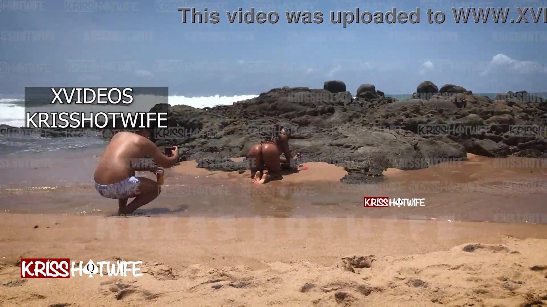 Making of the Cuckold taking pictures of me on the beach in my smallest bikini