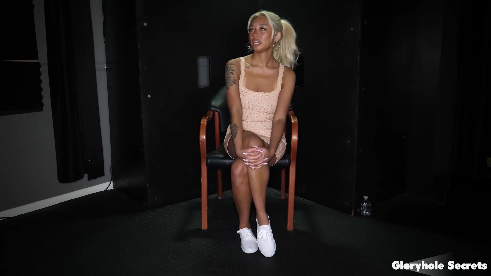 HOT Blonde BIMBO BARBIE Sucking Dick At The Gloryhole
