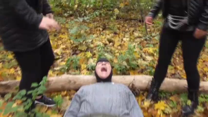 Femdom Brats dominate slaves outdoor