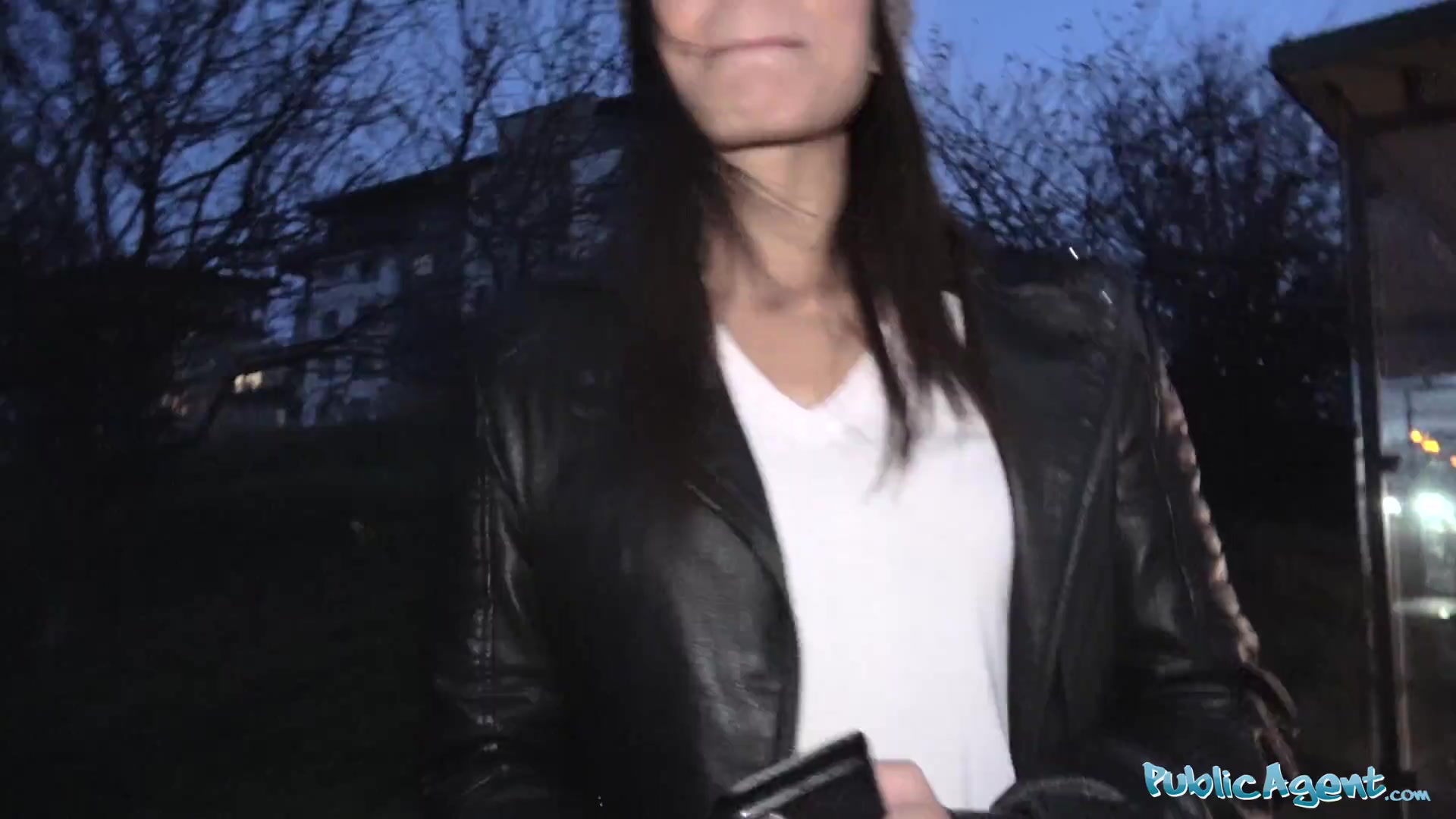 Public Agent Slim brunette with a sexy body and great arse