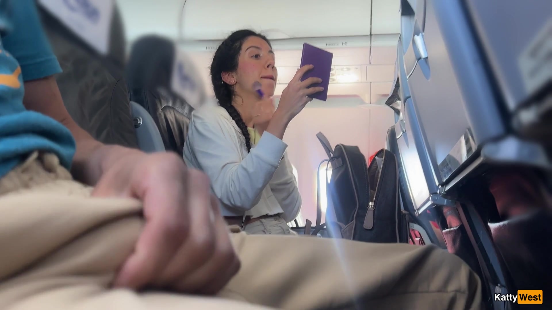 Public Cock Flashing in Airplane - I Brought Stranger to Cum in Two Minutes